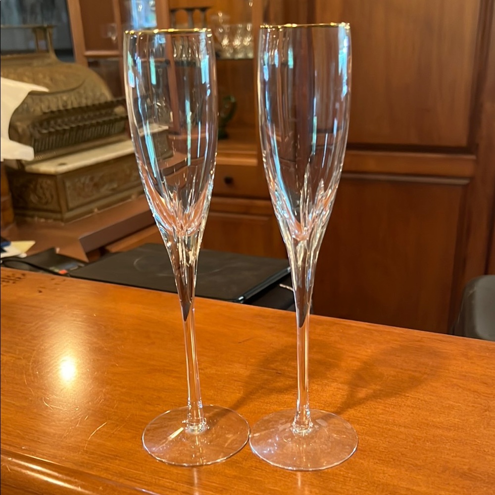 Lenox Elegant Gold Rim Champagne Flutes